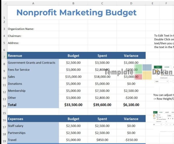 Nonprofit Marketing Budget Template
